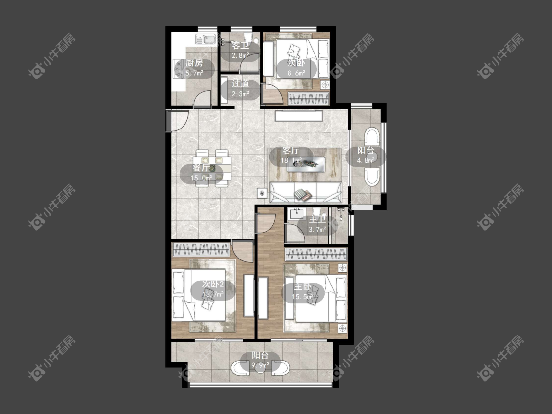 镇江荣城国际（中央公馆）在售二手房源户型图_小牛看房
