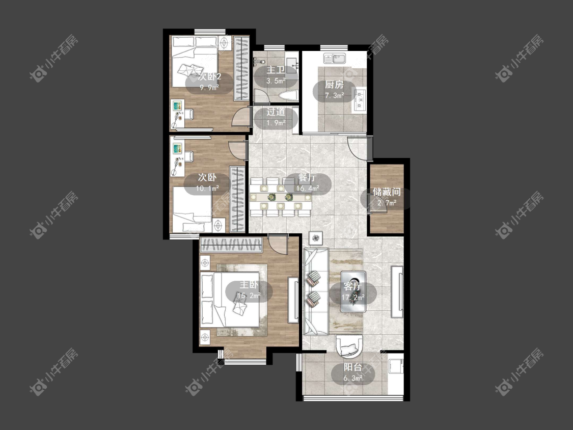 镇江华南园中园在售二手房源户型图_小牛看房