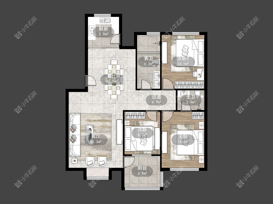 镇江天福花园在售二手房源户型图_小牛看房