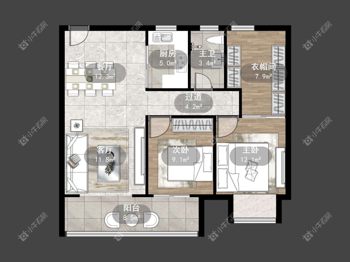 镇江中海时代都会在售二手房源户型图_小牛看房