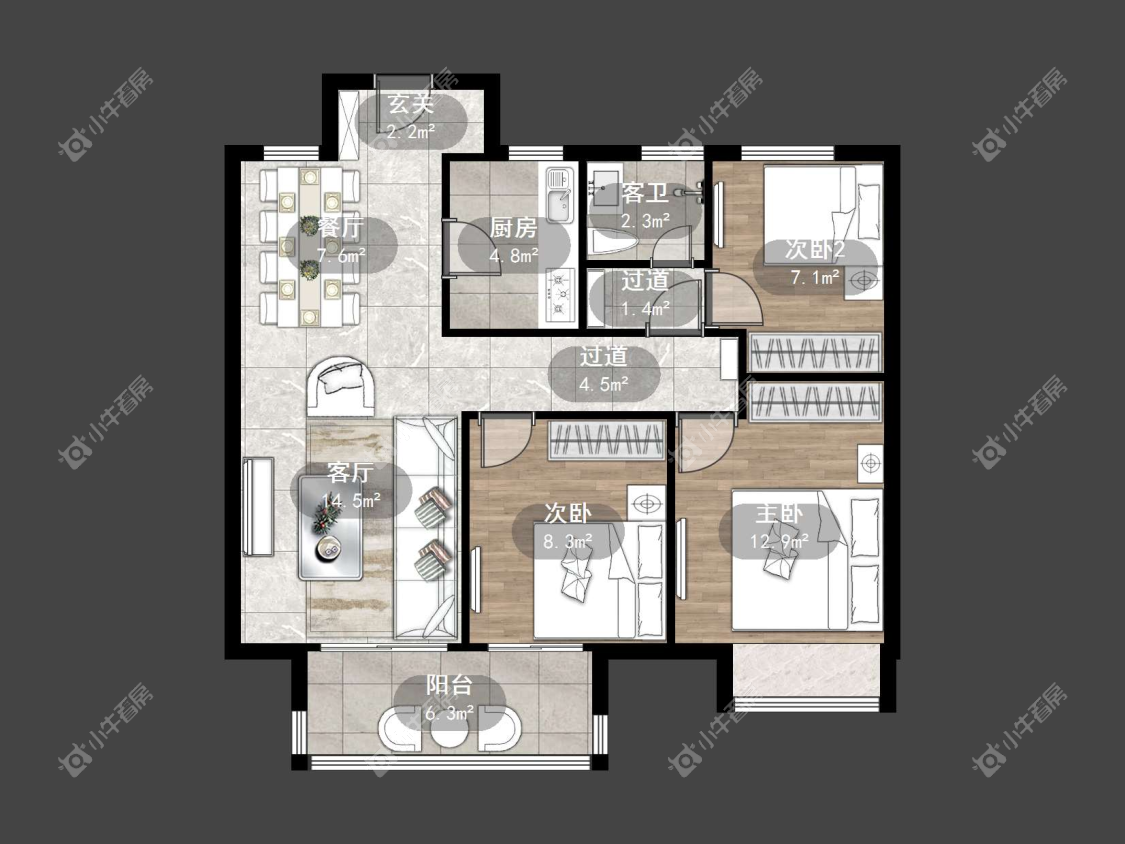 镇江融创华南映在售二手房源户型图_小牛看房