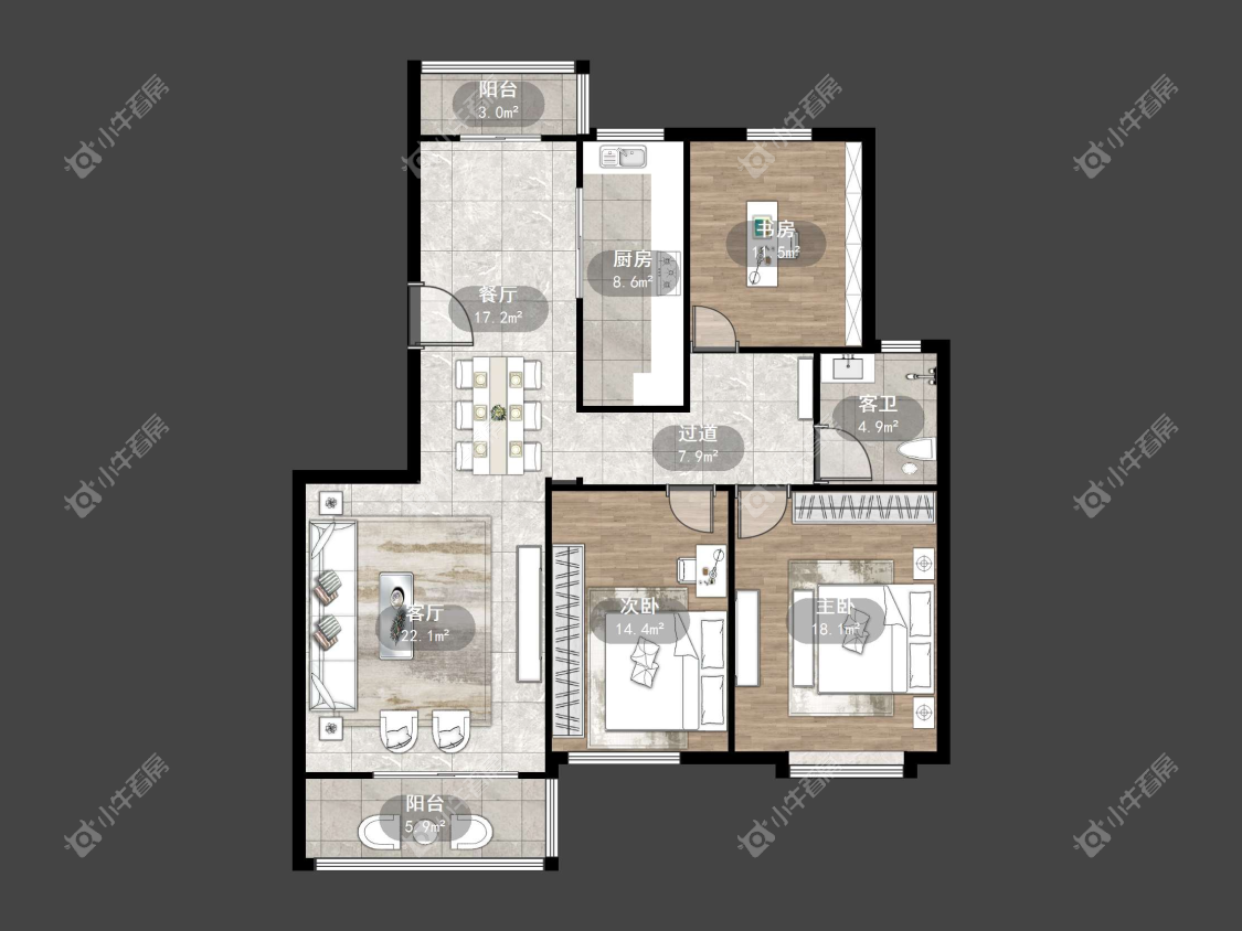 镇江华都锦城在售二手房源户型图_小牛看房