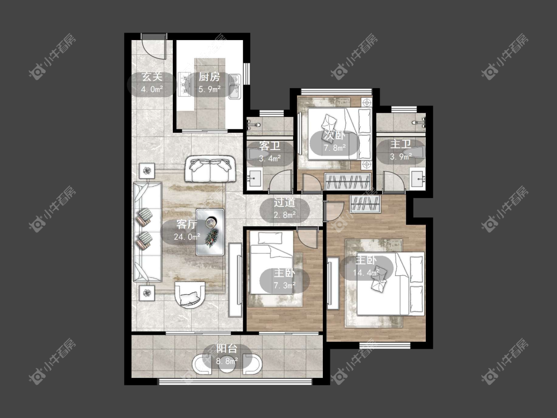 镇江汇金天地在售二手房源户型图_小牛看房