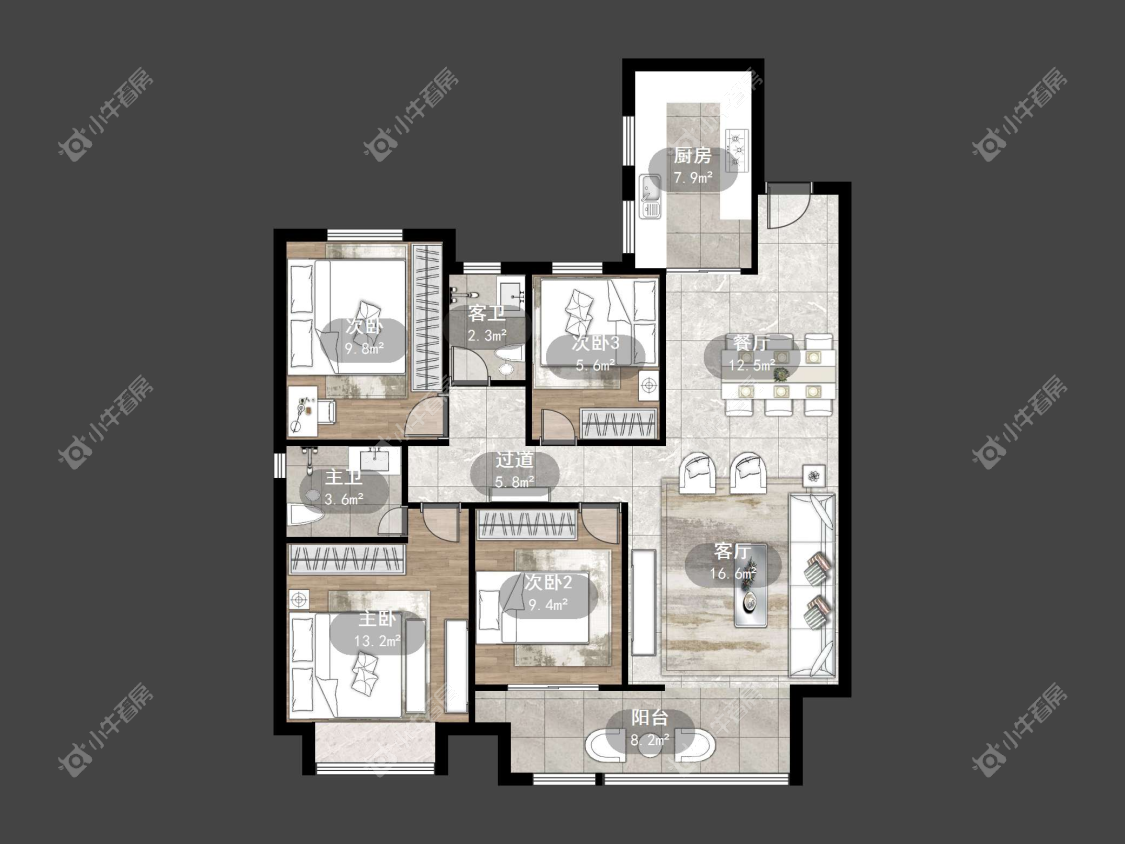 镇江融创华南映在售二手房源户型图_小牛看房