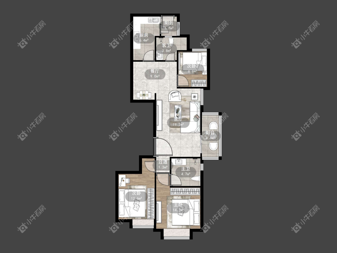 镇江恒大名都二三期在售二手房源户型图_小牛看房