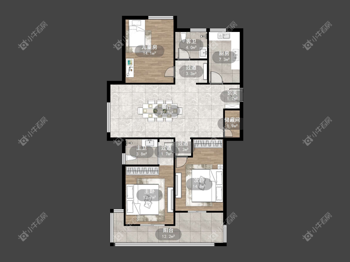 镇江天波城在售二手房源户型图_小牛看房