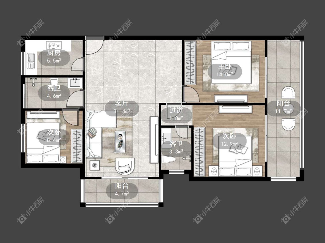 镇江荣城国际（中央公馆）在售二手房源户型图_小牛看房