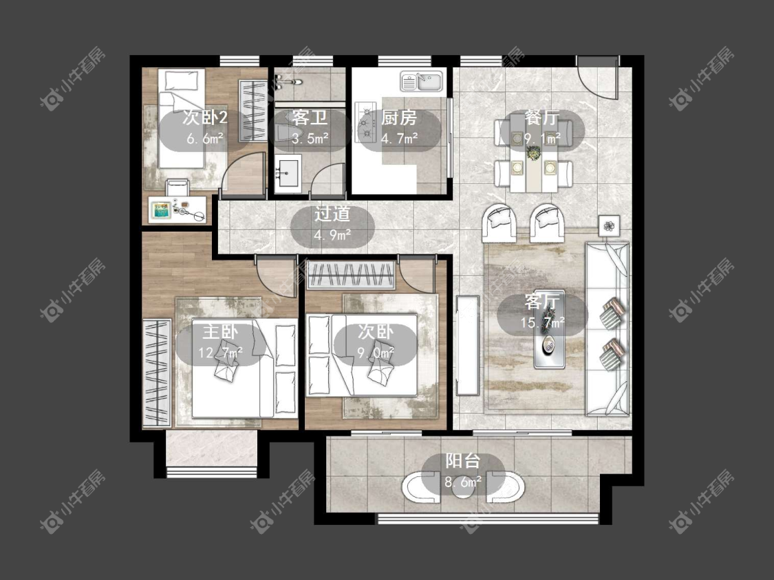 镇江中海时代都会在售二手房源户型图_小牛看房