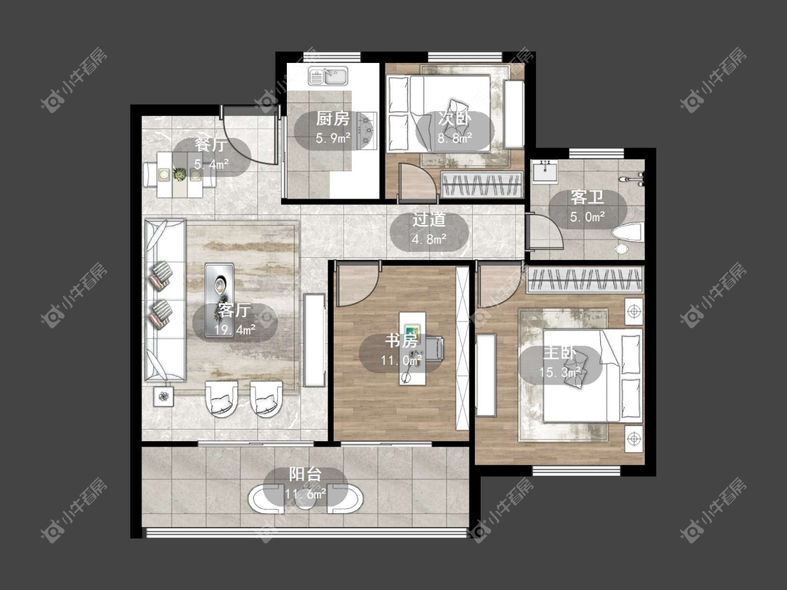 镇江中南熙悦城中南二期在售二手房源户型图_小牛看房