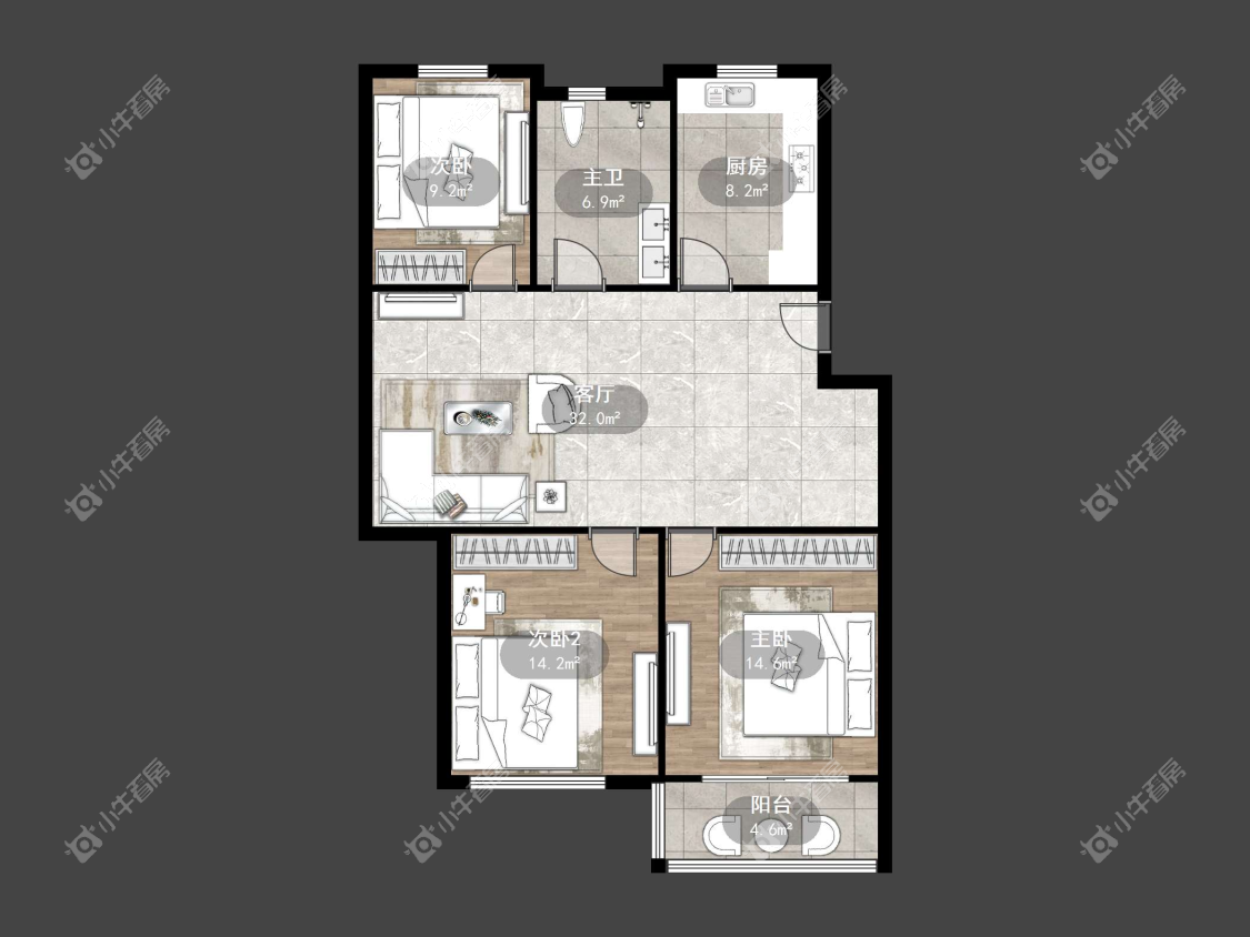 镇江大桥南苑在售二手房源户型图_小牛看房