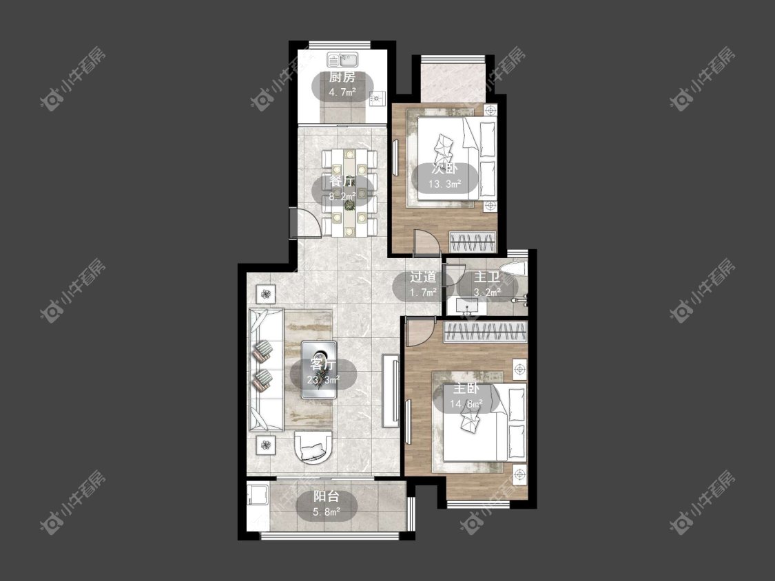 镇江水岸春天在售二手房源户型图_小牛看房