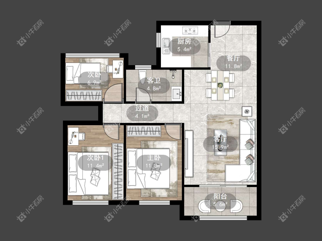 镇江华都幸福里在售二手房源户型图_小牛看房