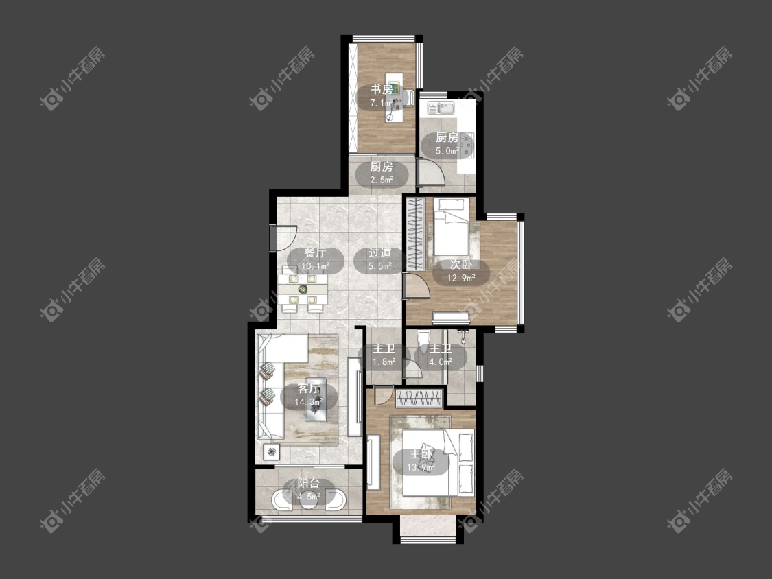 镇江水岸春天在售二手房源户型图_小牛看房