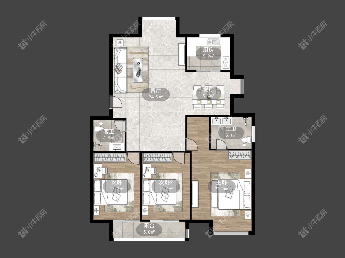 镇江天波城在售二手房源户型图_小牛看房