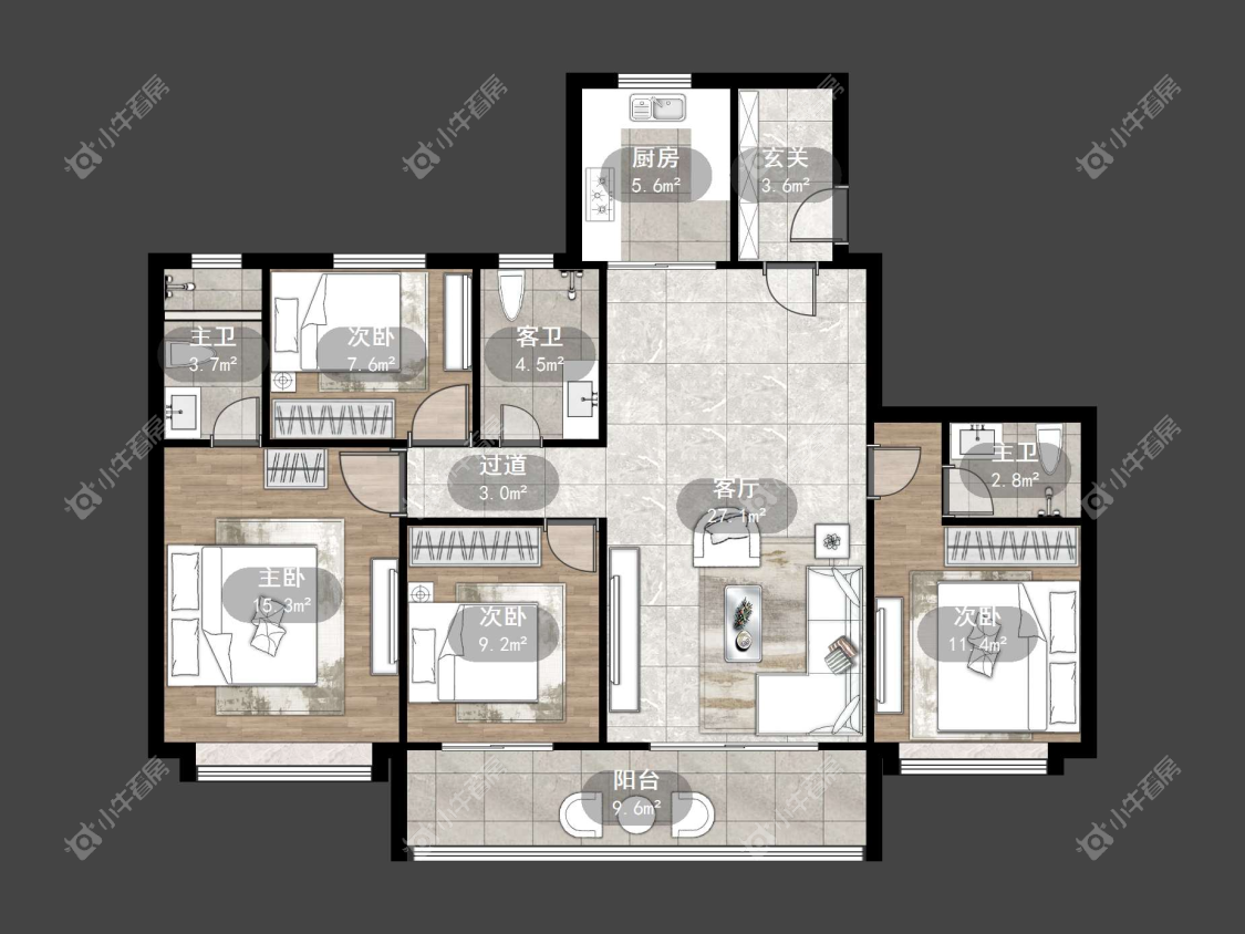 镇江中海时代都会在售二手房源户型图_小牛看房