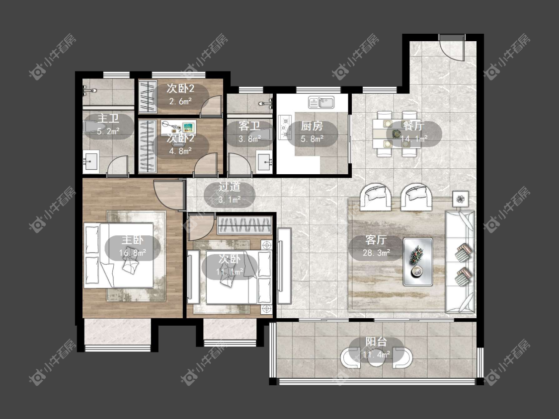 镇江璞悦观邸在售二手房源户型图_小牛看房