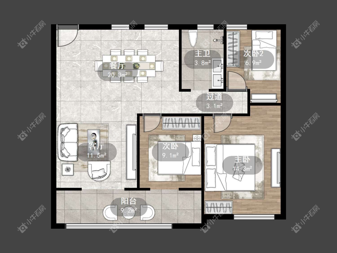 镇江中海时代都会在售二手房源户型图_小牛看房