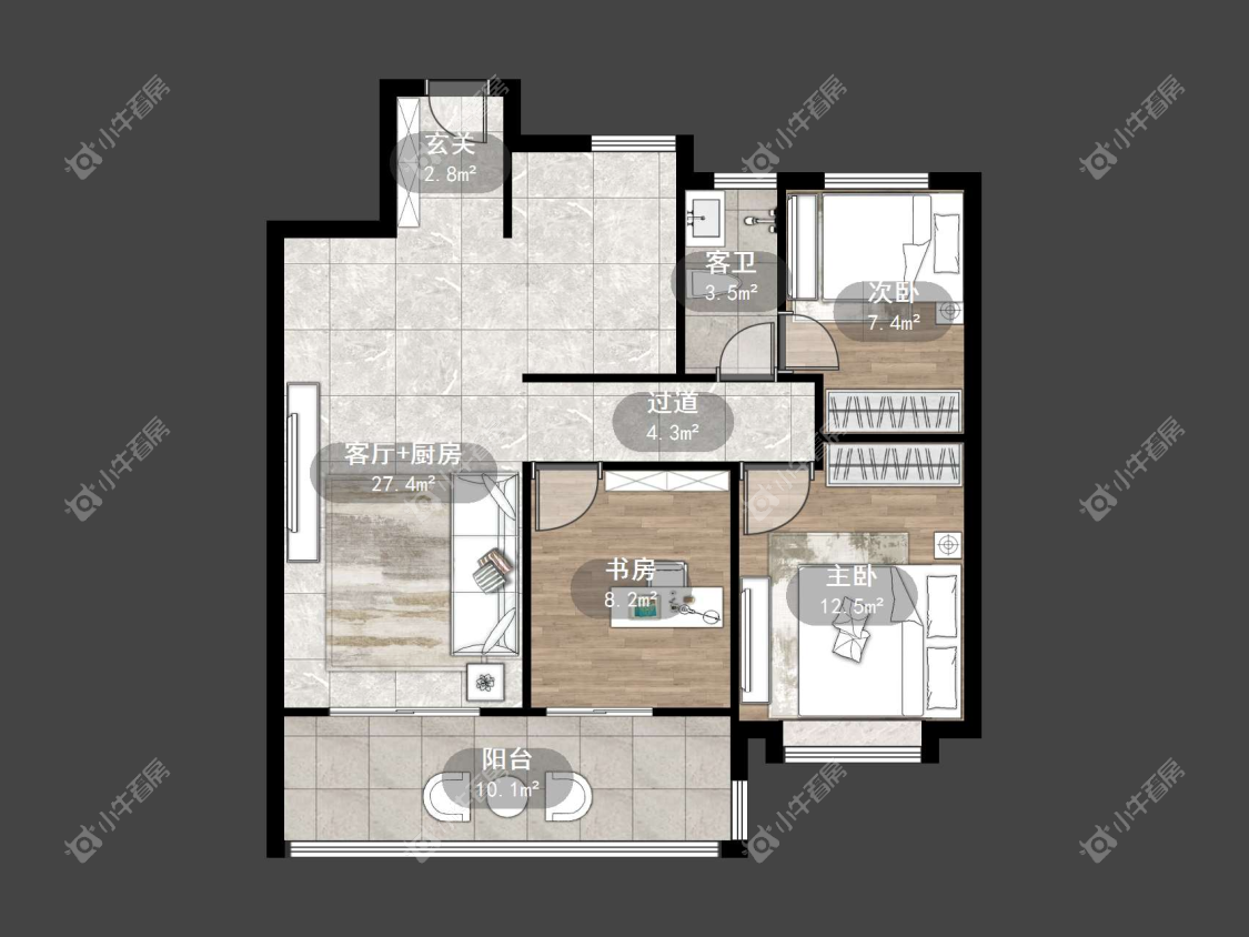 镇江融创华南映在售二手房源户型图_小牛看房