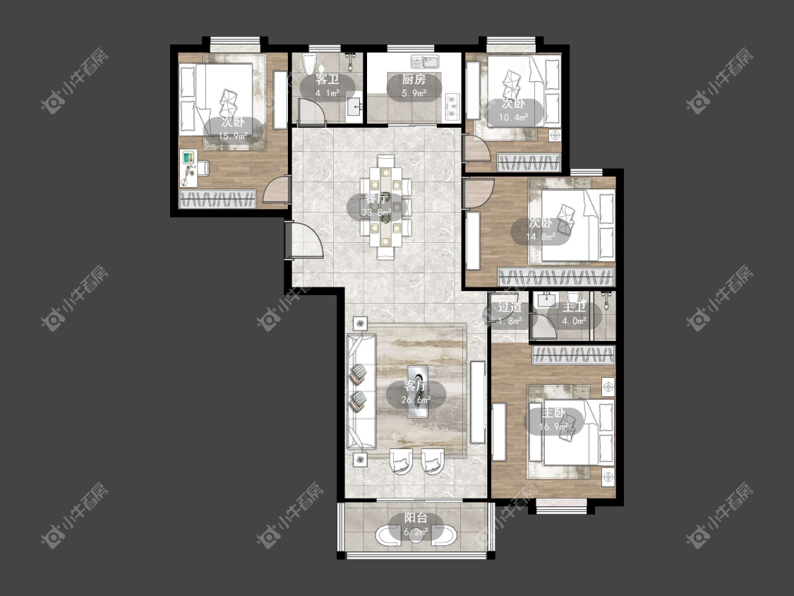 镇江南门花园在售二手房源户型图_小牛看房