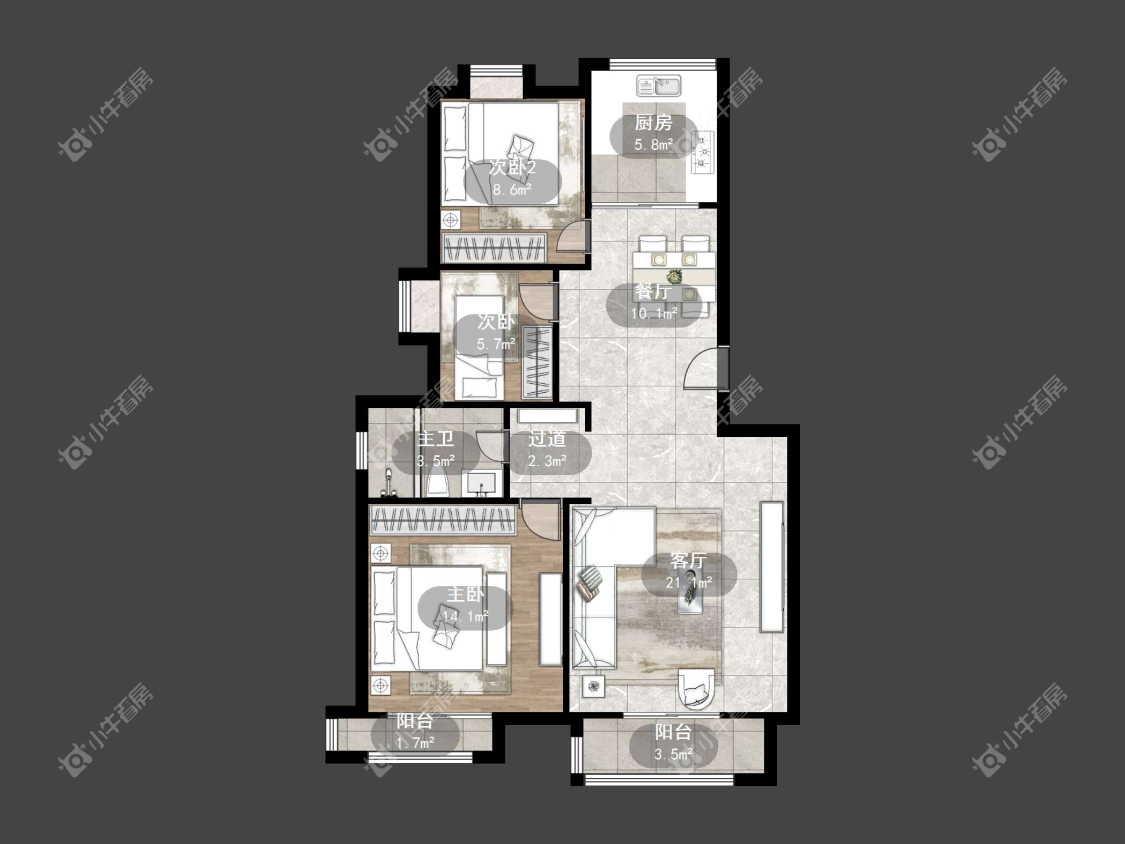 镇江天波城在售二手房源户型图_小牛看房
