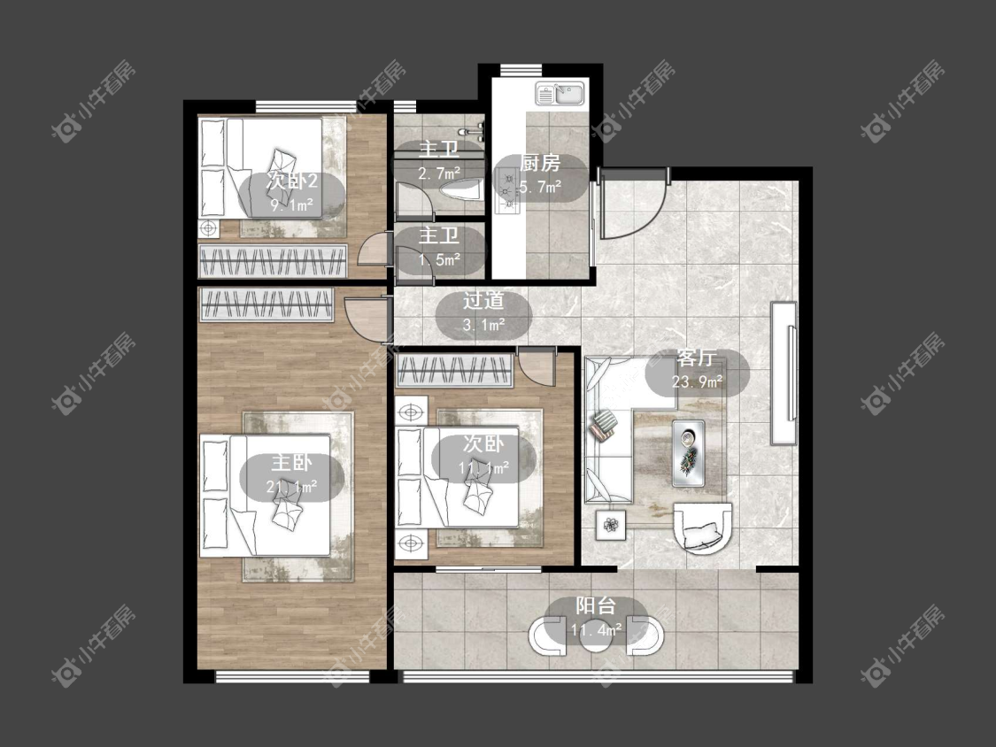 镇江信达香堤国际在售二手房源户型图_小牛看房