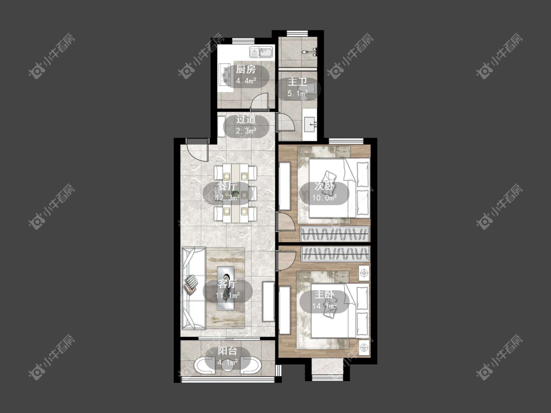 镇江天福花园在售二手房源户型图_小牛看房