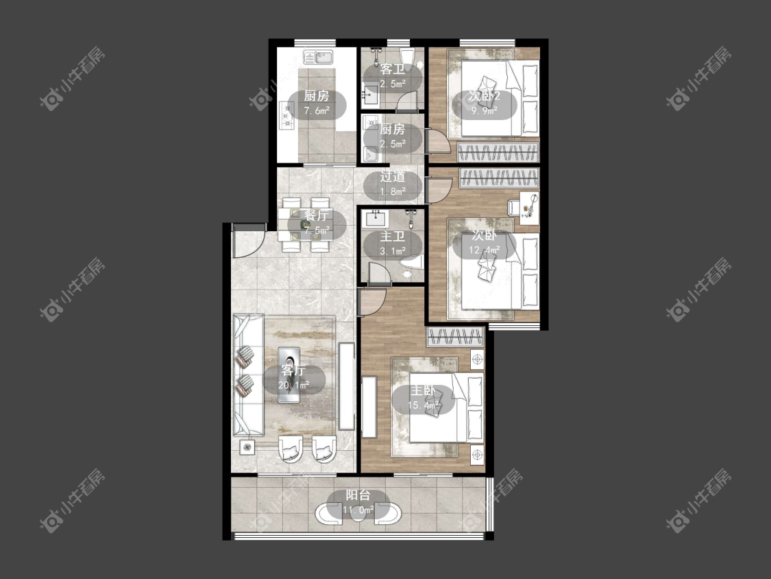镇江华南园中园在售二手房源户型图_小牛看房