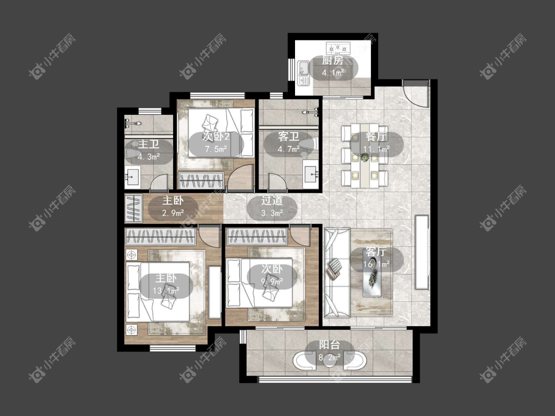 镇江吾悦华府金郡（丹阳）在售二手房源户型图_小牛看房