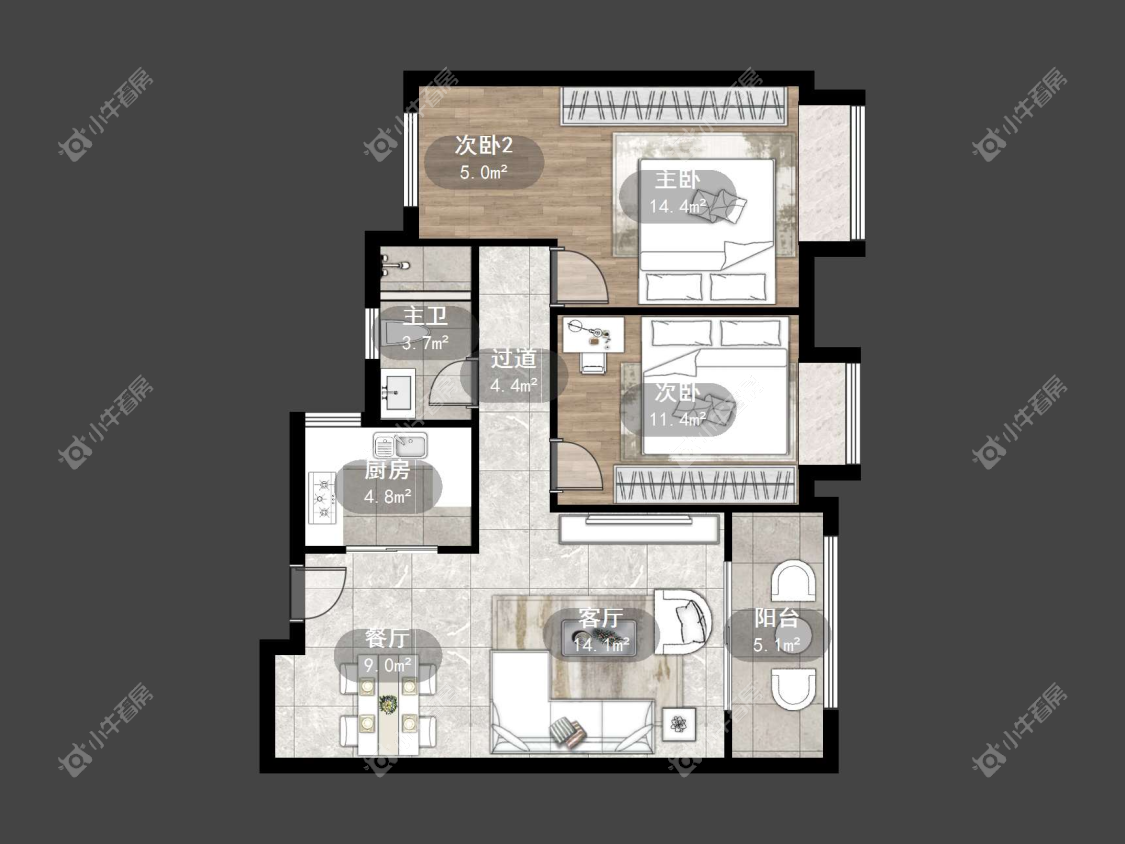 镇江中南君悦府中南一期在售二手房源户型图_小牛看房