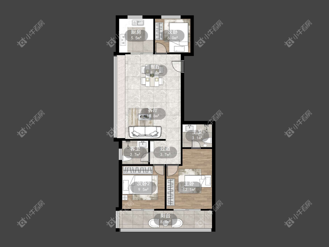 镇江远洋心里在售二手房源户型图_小牛看房
