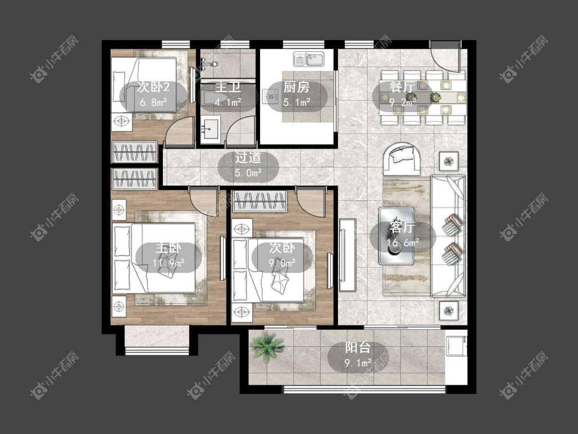 镇江中海时代都会在售二手房源户型图_小牛看房
