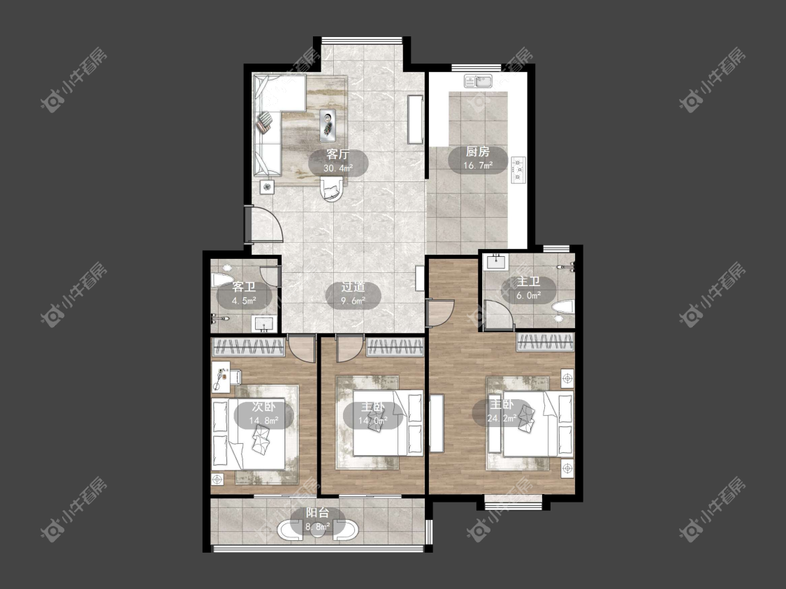 镇江天波城在售二手房源户型图_小牛看房
