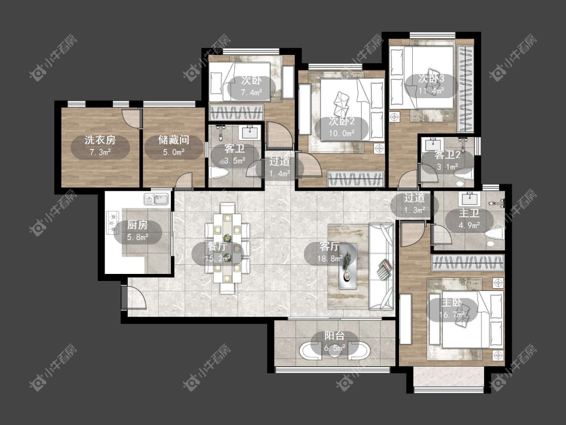 镇江恒大名都二三期在售二手房源户型图_小牛看房