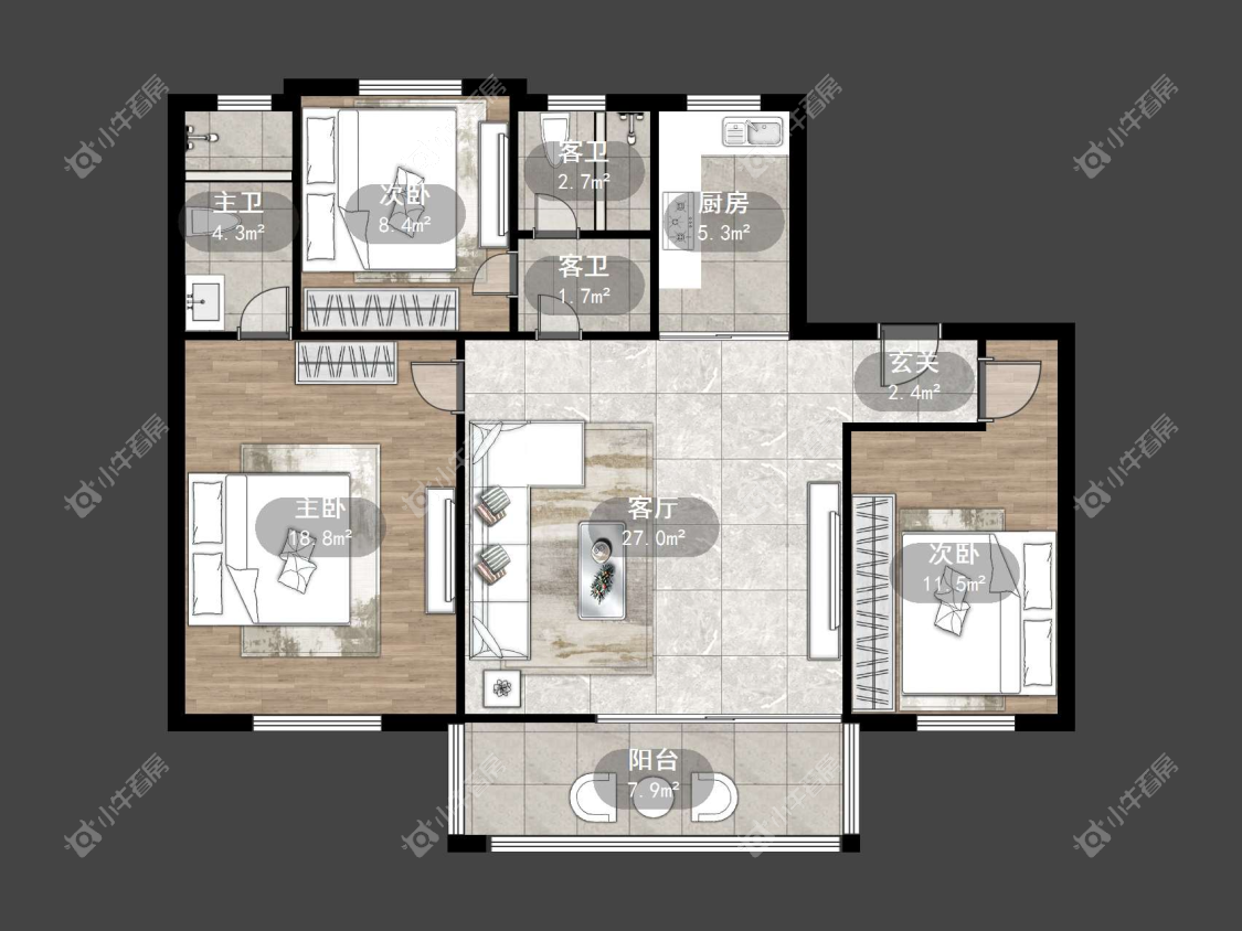镇江悦河印象在售二手房源户型图_小牛看房
