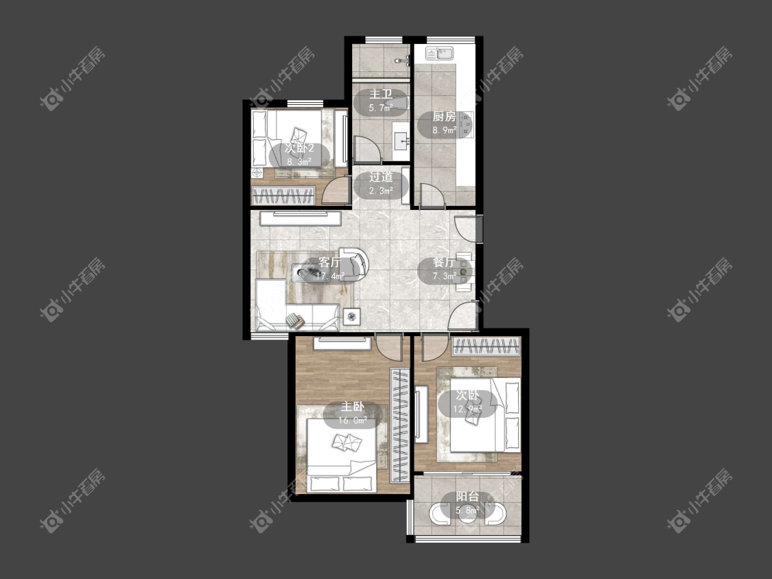 镇江华南园中园在售二手房源户型图_小牛看房