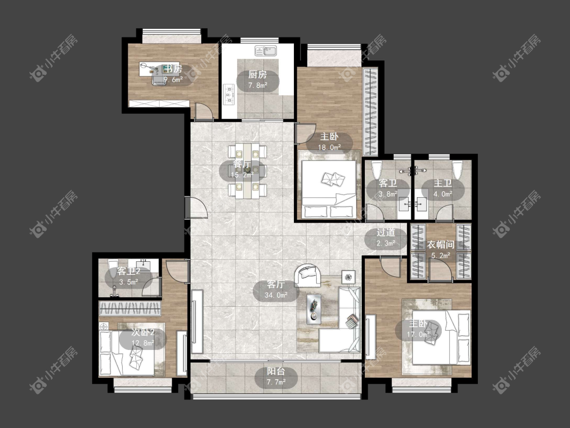 镇江红星天铂在售二手房源户型图_小牛看房