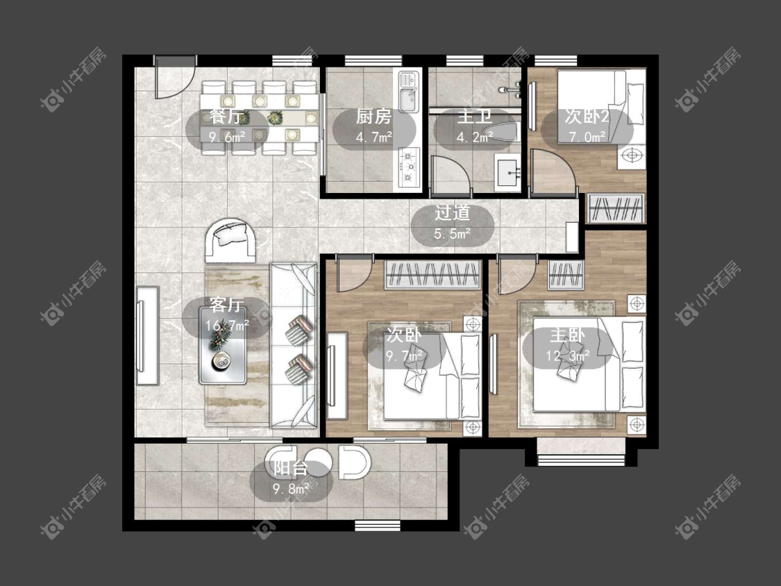 镇江中海时代都会在售二手房源户型图_小牛看房