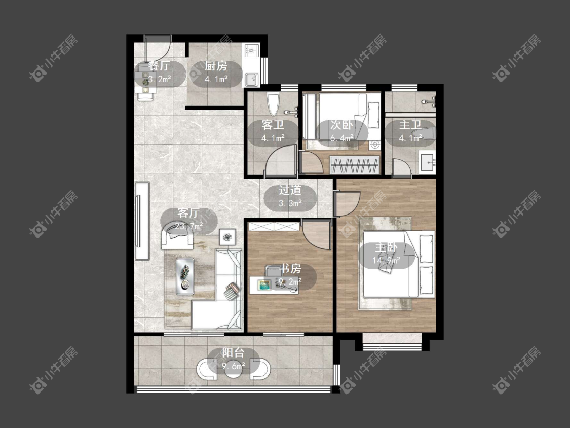 镇江融创华南映在售二手房源户型图_小牛看房