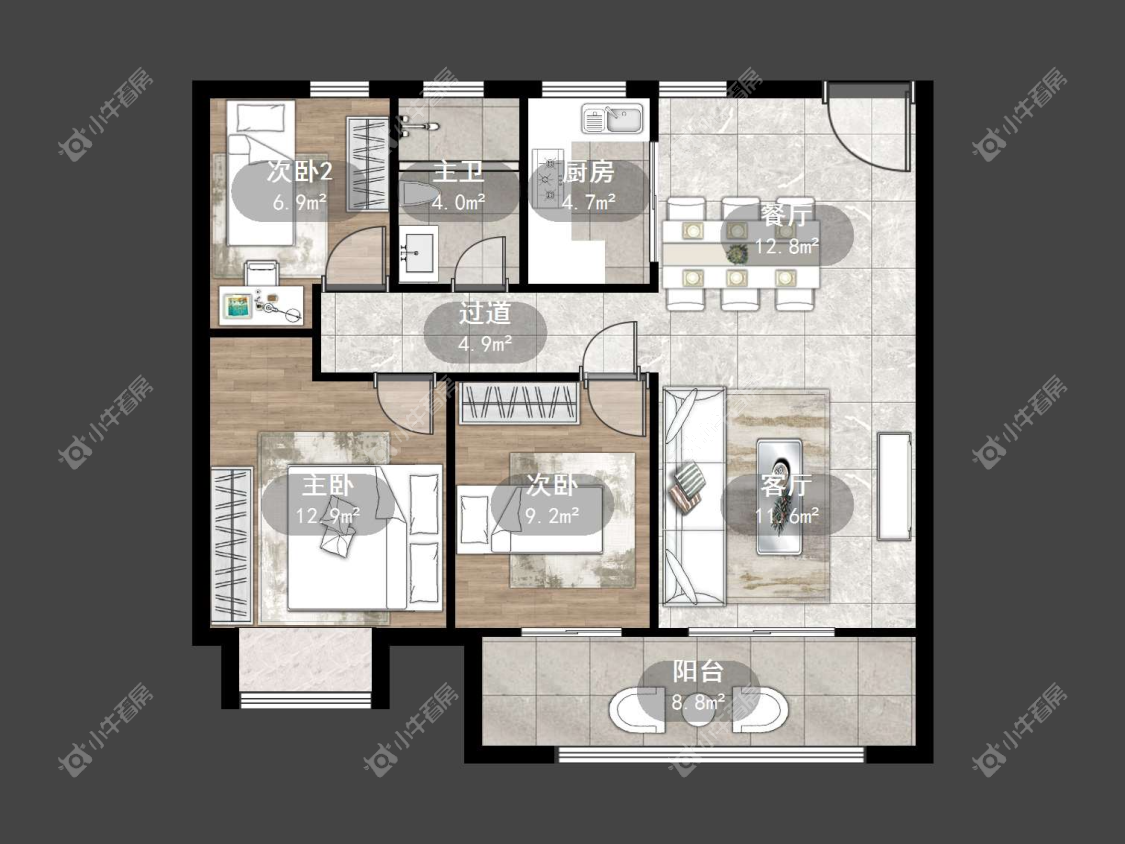 镇江中海时代都会在售二手房源户型图_小牛看房