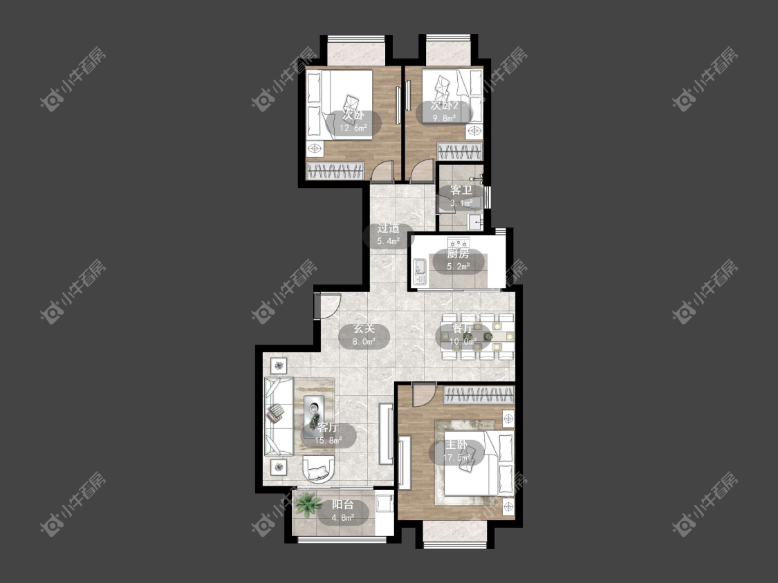 镇江金鼎城市花园在售二手房源户型图_小牛看房