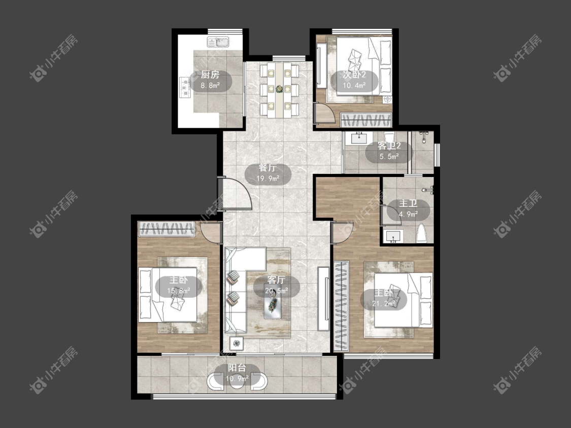 镇江中南熙悦城中南二期在售二手房源户型图_小牛看房