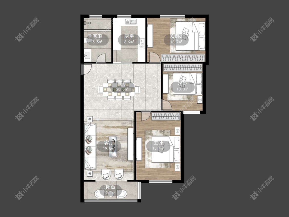 镇江中山商城在售二手房源户型图_小牛看房
