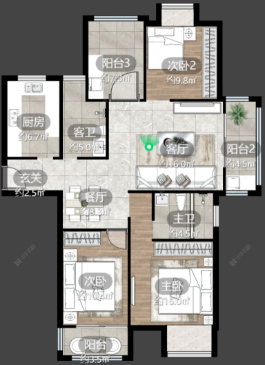 镇江美亚华悦3室2厅2卫在售二手房房源图片