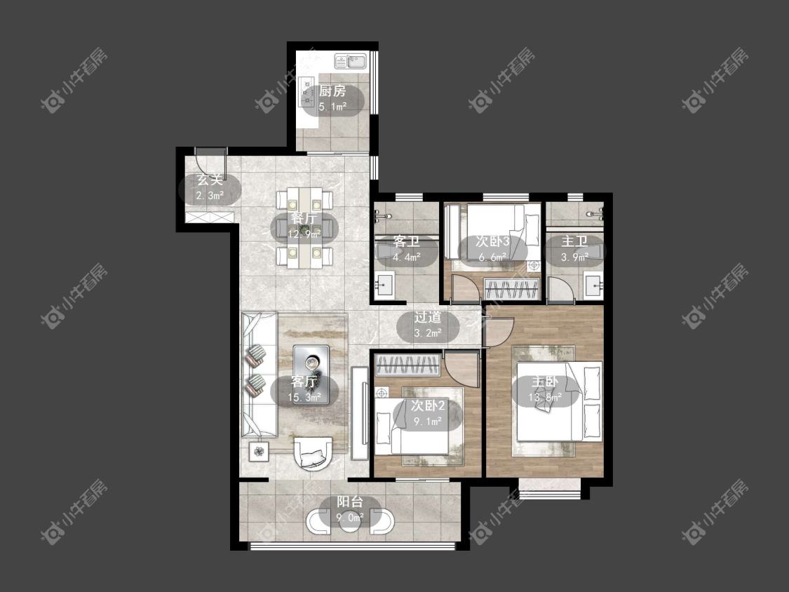 镇江融创华南映在售二手房源户型图_小牛看房