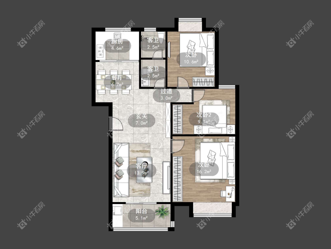 镇江天福花园在售二手房源户型图_小牛看房