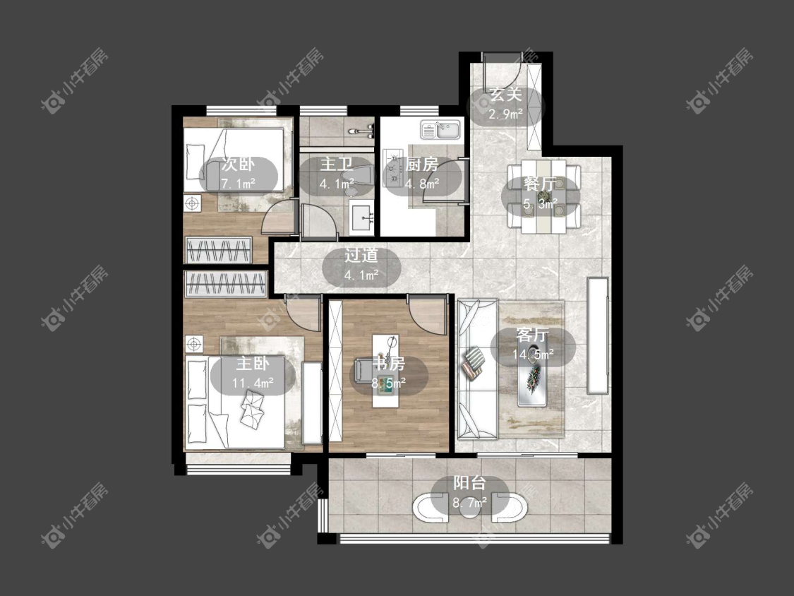 镇江融创华南映在售二手房源户型图_小牛看房