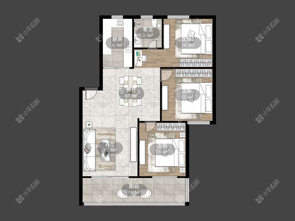 镇江华南园中园在售二手房源户型图_小牛看房