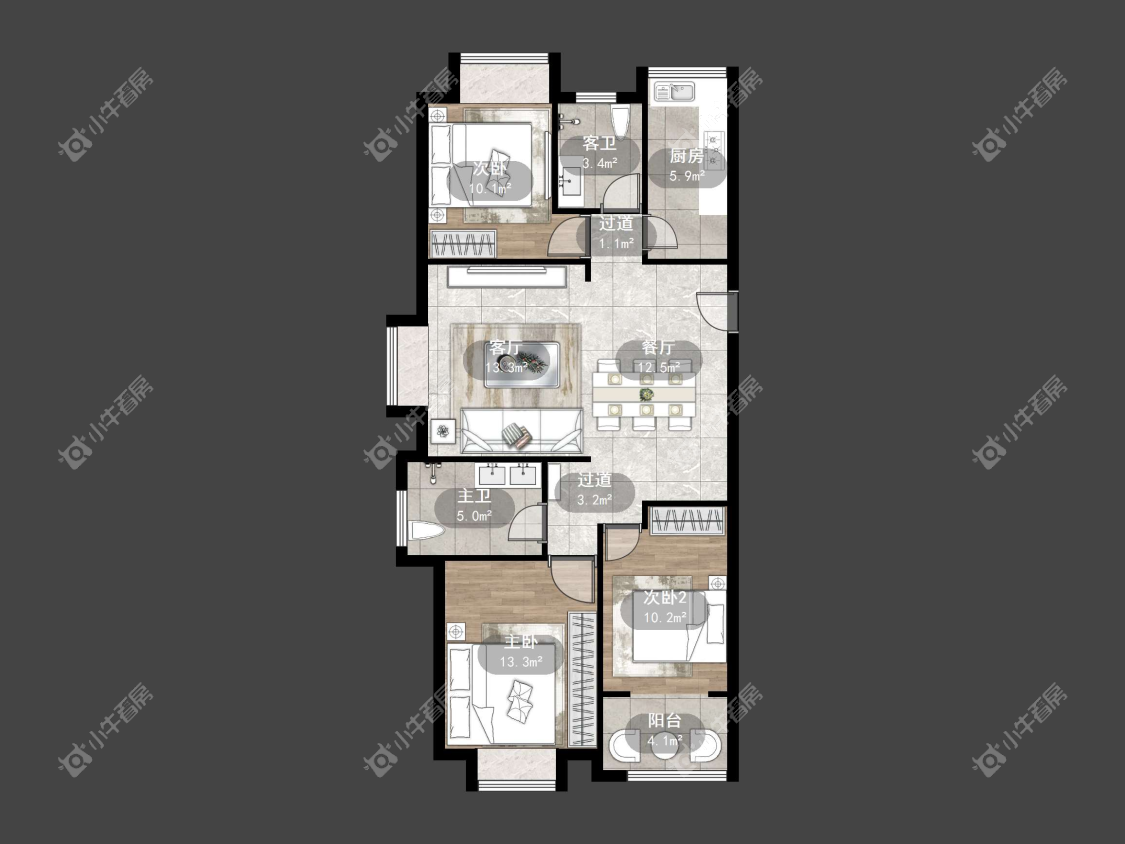 镇江荣城国际一期在售二手房源户型图_小牛看房