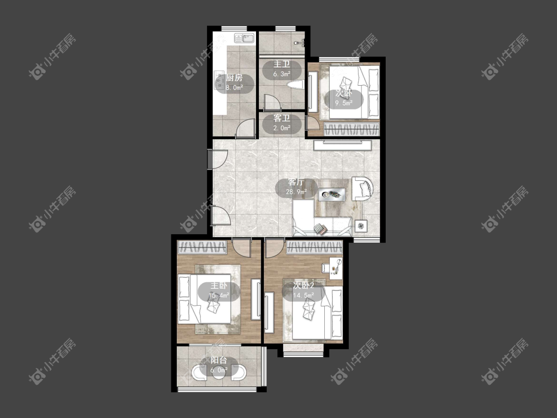 镇江华南园中园在售二手房源户型图_小牛看房