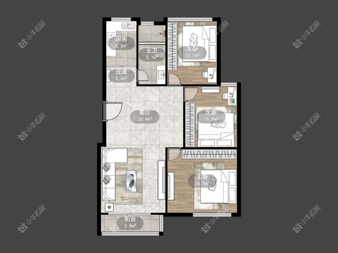 镇江健康公寓在售二手房源户型图_小牛看房